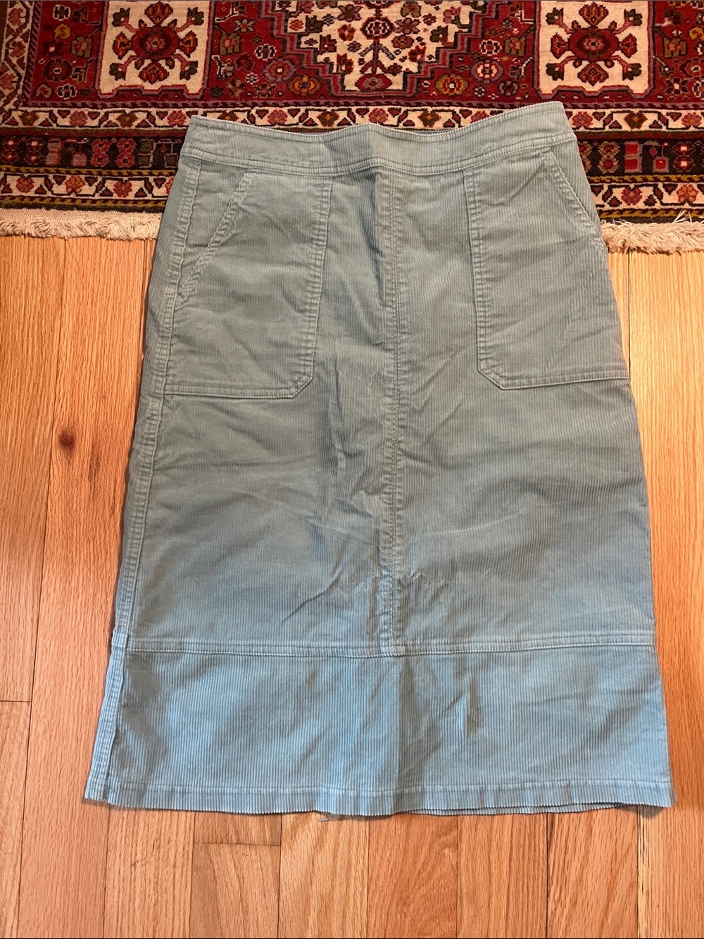 Boden Light Blue Corduroy Midi Skirt with Front Pockets Size 8
